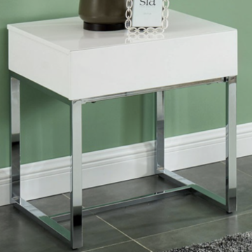 JUNI WHITE END TABLE-GENTLY USED STAGING FURNITURE
