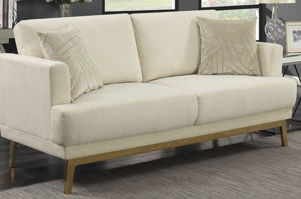 MARGOT LOVESEAT-GOLD LEGS-GENTLY USED STAGING FURNITURE